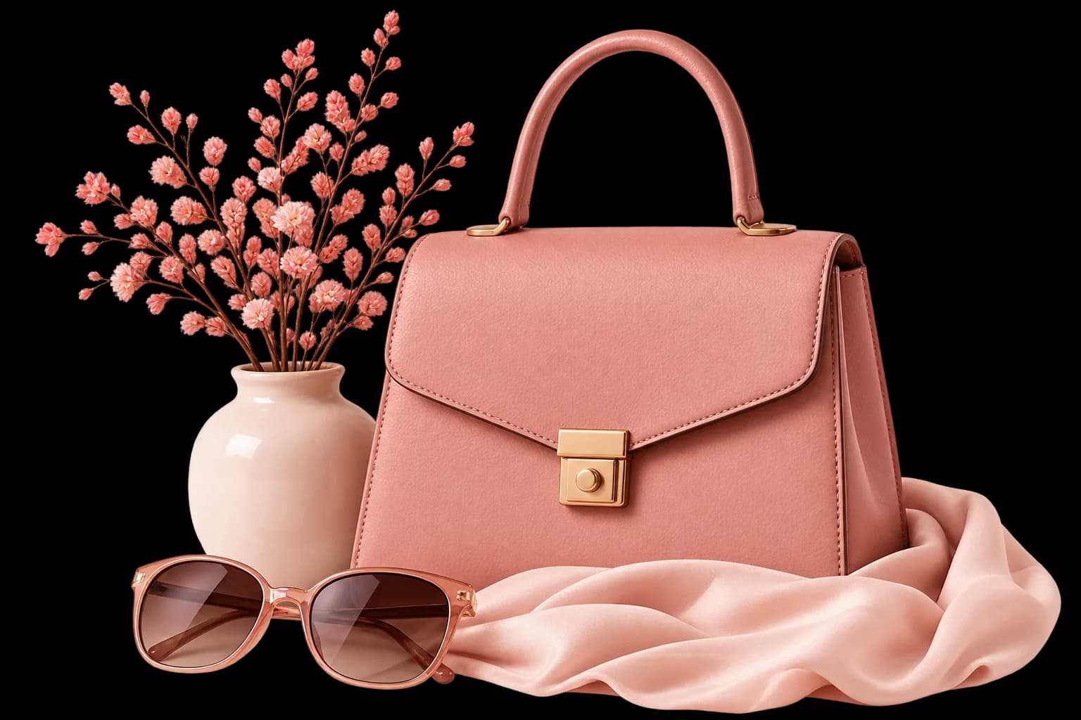 Curated fashion accessories and lifestyle still life